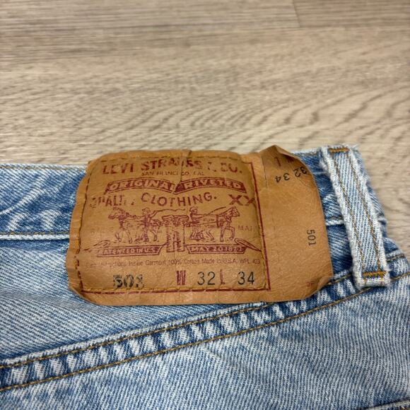 Vintage 90s Levi's 501 Straight Leg Jeans 30x27 Raw Hem Made in USA - Picture 5 of 11